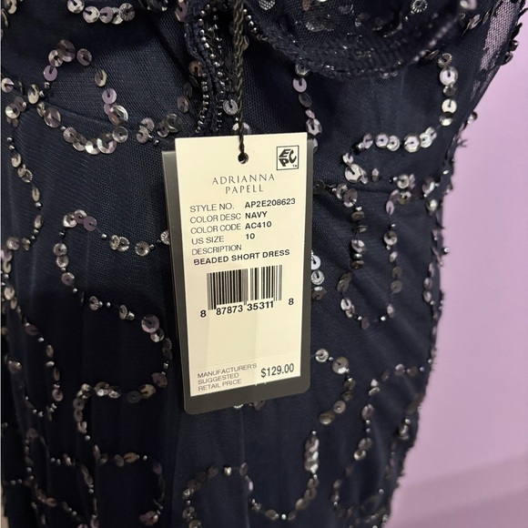 Adriana Papell Black Sequined Midi Gown - Picture 6 of 7